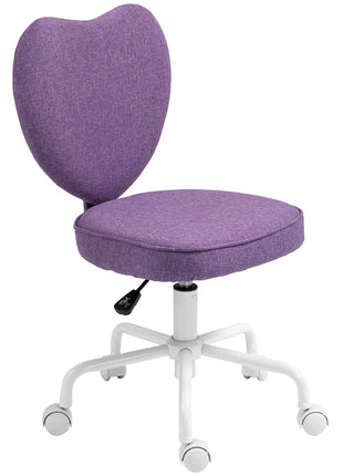 Heart Love Shaped Back Design Office Chair with Adjustable Height, Purple