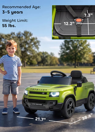 12V Ride on Car Licensed Land Rover with Remote, Suspension, Slow Start, 3 Speeds, Lights, Music, Horn for 3-5, Green