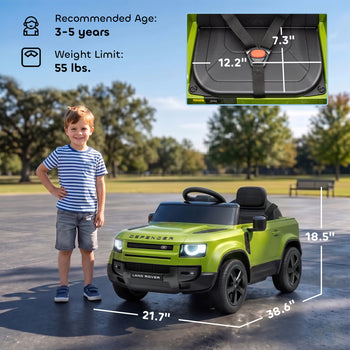 12V Ride on Car Licensed Land Rover with Remote, Suspension, Slow Start, 3 Speeds, Lights, Music, Horn for 3-5, Green