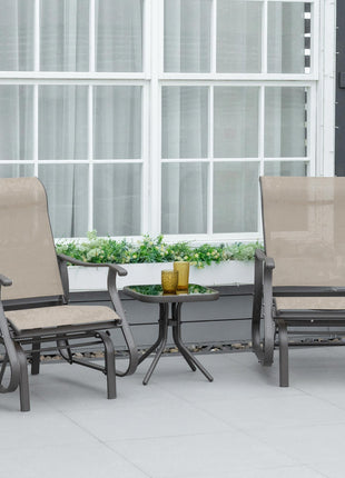 Outdoor Gliding Chairs Set Durable Compact for Patio, Bistro Tea Time, Perfect for Couples & Families, Gray
