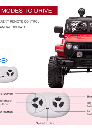 12V Kids Ride On Truck with Parent Remote Control, Battery Powered Electric Car with Spring Suspension, Adjustable Speed, LED Lights and Horn, Red