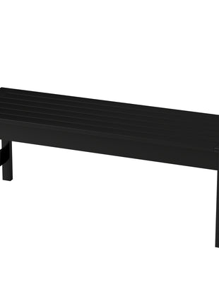 47" Outdoor Bench Seat, HDPE All-Weather Garden Bench, Backless Slatted Patio Bench for Yard, Porch, Park, Black