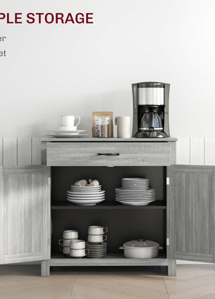 Farmhouse Sideboard Cabinet with Barn Doors Kitchen Buffet Cabinet with Drawer and Adjustable Shelf Stone Gray