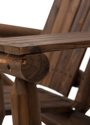 Wood Adirondack Patio Chair Bench with Center Coffee Table, Perfect for Lounging and Relaxing Outdoors Carbonized