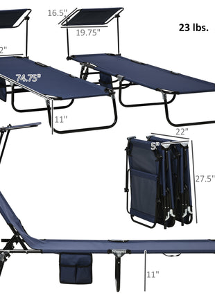 Chaise Lounge Pool Lounge Chairs Set of 2,Outdoor Sun Tanning Chairs,Reclining Back,Steel Frame and Side Pocket,Blue