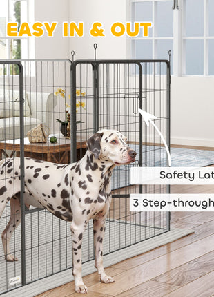 Dog Playpen for Indoor Outdoor, 24 Panels 44.5" H Puppy Playpen with Lockable Door, DIY Shape Pet Exercise Fence, Black
