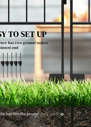 Garden Fence, 4 Pack Steel Fence Panels, 11.5' L x 43" H, Rust-Resistant Decorative Border Flower Edging for Yard, Landscape, Patio, Outdoor Decor, Square Vines