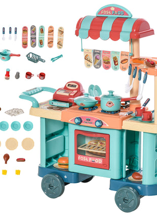 Kids Kitchen Food Stand with Play Food, Cashier Register, Accessories Ages 3-6