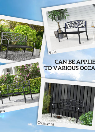 50" Blossoming Pattern Garden Decorative Patio Park Bench with Beautiful Floral Design & Relaxing Comfortable Build