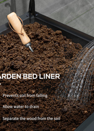 Raised Garden Bed with Legs and Cover, Metal Elevated Planter Box with Bottom Shelf and Liner for Vegetables, Dark Gray