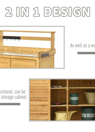 Backyard Garden Tool Storage Shed, Outdoor Storage & Potting Bench with 2 Magnetic Close Doors & Large Interior Storage Space