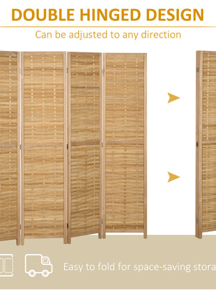 Hand Woven Room Divider, 4 Panel Bamboo Folding Privacy Screen for Home Office, 47.25"x67"x0.75", Natural