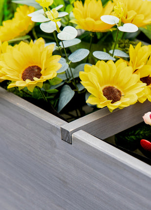 Raised Garden Bed Planter Box w/ 8 Grow Grids, Storage Shelf & Lockable Wheels