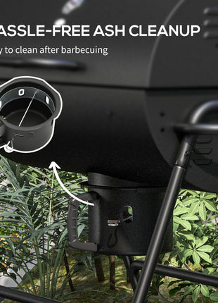 Barrel Charcoal BBQ Grill, Barbecue with 420 sq.in. Cooking Area, Wheels, Ash Catcher, Black