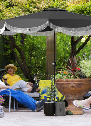 9FT Patio Umbrella, UPF 30+ Outdoor Market Umbrella with Crank, 8 Ribs, Push Button Tilt, Vented for Patio Deck Backyard Lawn, Charcoal Gray