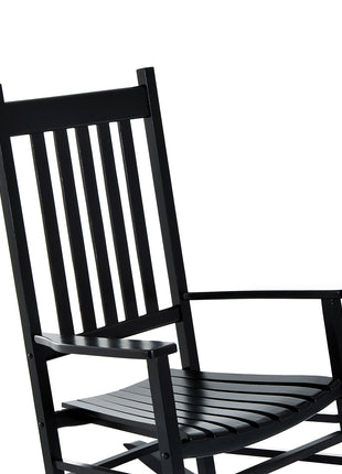 Wooden Outdoor Rocking Chair with Armrests, High Back for Garden, Patio, Balcony, Porch, Black