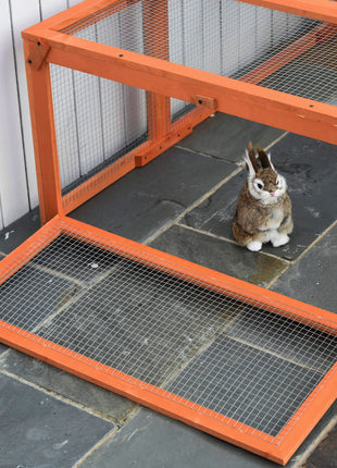 Large Wooden Rabbit Hutch Small Animal Habitat Enclosure Outdoor Run and Lockable Doors - Natural