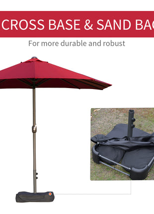 Patio Umbrella 15' Steel Rectangular Outdoor Double Sided Market with base, UV Sun Protection & Easy Crank for Deck Pool Patio, Wine Red