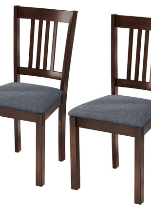 Dining Chairs Set of 2 Linen Upholstered Kitchen Chairs with Rubberwood Legs for Dining Room Living Room Espresso Gray