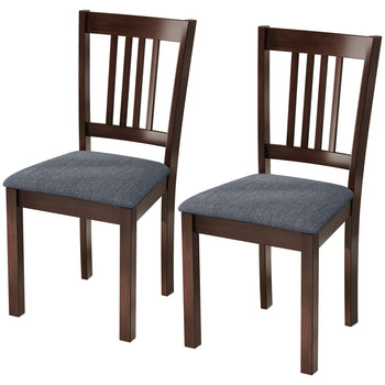 Dining Chairs Set of 2 Linen Upholstered Kitchen Chairs with Rubberwood Legs for Dining Room Living Room Espresso Gray