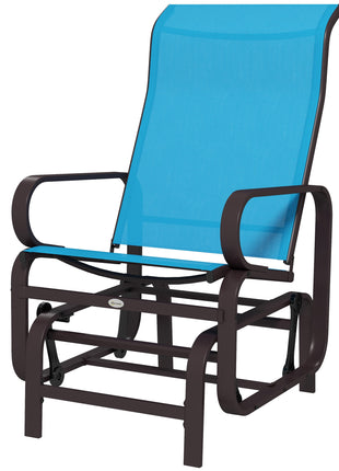 Gliding Lounger Chair, Single Rocker with Lightweight Metal & Mesh Construction, Blue