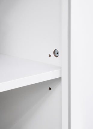 Kitchen Buffet Hutch Cabinet, Freestanding Kitchen Pantry Storage Cabinet Cupboard with Framed Glass Door, Drawer and Microwave Space, White