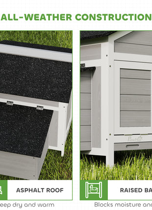 Wooden Chicken Coop Outdoor with Nesting Box, Pull-Out Metal Tray, for 1-2 Chickens, Rabbits, Ducks, 36" x 25" x 27"
