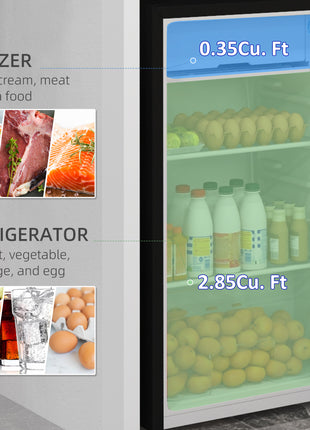 3.2 Cu.Ft Mini Fridge with Freezer, Compact Refrigerator with Adjustable Thermostat, Silver