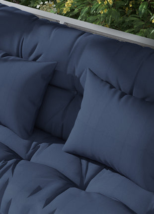 59" Tufted Bench Cushions & Throw Pillows, Replacement Bench Seat Pad, Back & 2 Pillows for Outdoor Furniture, Navy Blue