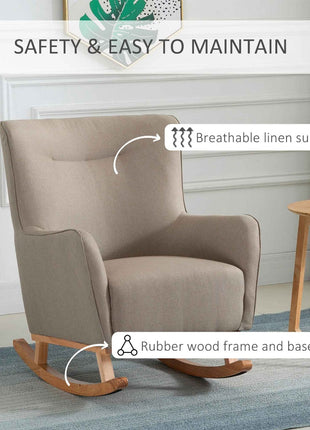 Modern Rocking Chair Sofa Armchair Modern Accent Chair, Greige
