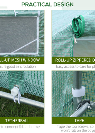 20' x 10' x 7' Walk-In Tunnel Greenhouse with Zippered Door & 8 Mesh Windows, Large Garden Green House Kit, Galvanized Steel Frame, Green