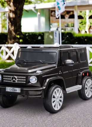 12V Mercedes Benz G500 Licensed Kids Electric Car with Remote Control, Headlights, Music, Suspension, Storage, Black