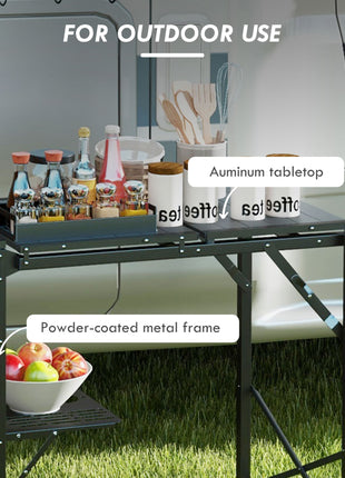 Folding Camp Kitchen, Camping Table Cooking Station with Adjustable Lamp Stand