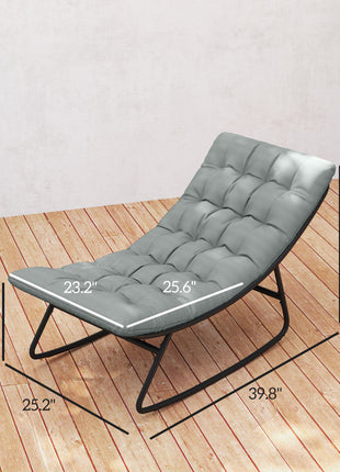 2 Pieces Outdoor Patio Rocking Chairs, Rocking Porch Chairs with Mesh Deep Seats for Indoor, Porch, Balcony, Dark Gray