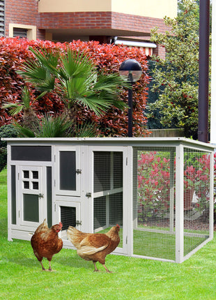 63" Chicken Coop Wooden Chicken House Rabbit Hutch Poultry Cage Hen Pen Backyard PC Roof with Run Box