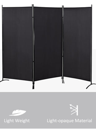 6' 3 Panel Room Divider, Indoor Privacy Screen for Home, Black