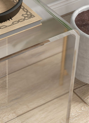 Modern Acrylic End Table, Waterfall Side Table with Rounded Edges and Storage for Small Spaces, 21" x 12" x 21", Clear