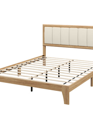 Queen Bed Frame with Headboard Queen Platform Bed Frame with Wooden Slats No Box Spring Needed Easy Assembly Natural