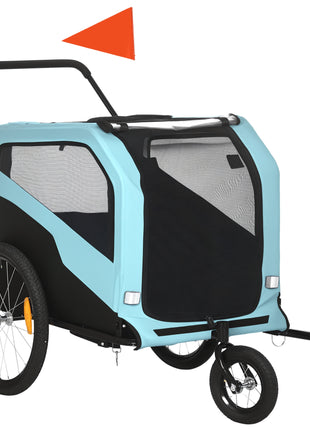2-in-1 Dog Bike Trailer Pet Stroller Carrier for Large Dogs with Hitch, Quick-release Wheels, Foot Support, Pet Bicycle Cart Wagon Cargo for Travel, Blue