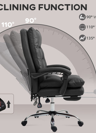 Massage Office Chair with Heat Function, Computer Desk Chair with Footrest Swivel Wheels, Black