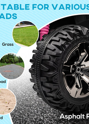 12V 4 Wheeler Kids ATV with Music, Headlights for 37-60 Months Boys and Girls, Pink