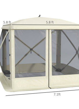 Pop Up Camping Canopy Gazebo Screen Shelter Tent with Single Person Easy Set-Up, Portable Carry Bag, 7x7FT, Beige