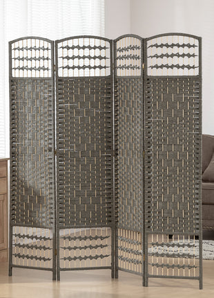 4 Panel Room Divider, Folding Screen, 5.6', Dark Gray