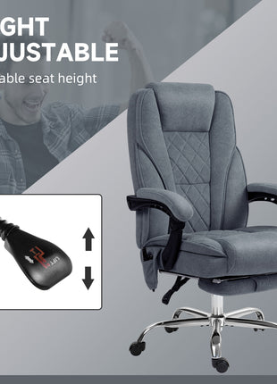 Massage Office Chair, Heated Reclining Computer Chair with Adjustable Height and Footrest, Charcoal Gray