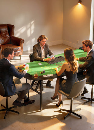 Poker Table Foldable, 72" Portable Casino Blackjack Table for 8 Players with Felt Surface, Cup Holders, Green