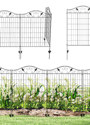 Garden Fence, 4 Pack, 44 in(H) x 12 ft(L) Folding Garden Fence Border, No Dig Ground Stake Metal Fence Panels for Outdoor Patio Yard Landscape