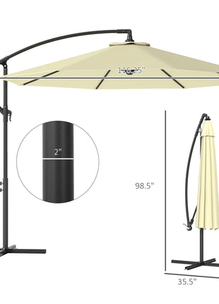 10' Cantilever Tilt Offset Patio Umbrella w/ UV & Water Safe Material & Cross Base (Weight Not Included), Beige