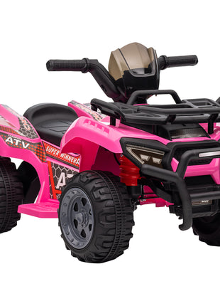 Kids Four Wheeler  Ride on Car, Motorized Quad, 6V Battery Powered Electric Quad with Songs for 18-36 Months, Pink