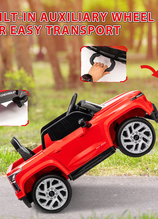 12V Chevrolet Silverado EV RST Licensed Kids Electric Car with Parent Remote Control, Spring Suspension, Red