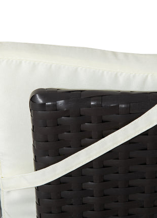 3 Piece Patio Bistro Set, PE Wicker Furniture Conversation Set w/ Tufted Cushion Reclining Chairs & Coffee Table, Cream